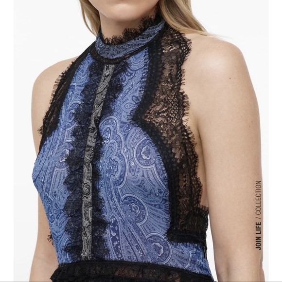 ZARA LIMITED EDITION HALTER LACE DRESS BLUE - Picture 7 of 16